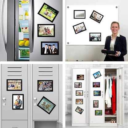 Magnetic Picture Frames with Black Border(5"X7",10 Pack),Magnet Photo Pockets/Holder, Decorations for Home/Office/School/Classroom/Party/Lockers/Fridge