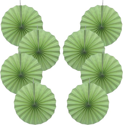 Green Hanging Paper Fans,12in,30 Color,DIY Set,Light Green,Military Theme,Birthday Occasion