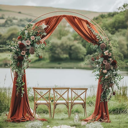 Wedding Arch Draping Fabric 3 Panels 28.7" x 20FT Terracotta Sheer Chiffon Backdrop Drapes for Wedding Ceremony Birthday Party Bridal Shower Outdoor Decoration