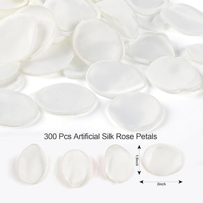 300pcs Silk Rose Petals Ivory - Faux Flower Petals for Wedding Decoration, Table Centerpieces, Party Confetti, Romantic Night, and Bridal Events