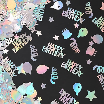Happy Birthday Confetti for Table Iridescent Balloon Star Shaped Table Scatter Suitable for Disco Themed Birthday/Anniversary Party Decorations