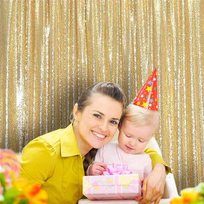 Eternal Beauty Gold Sequin Backdrop, 5x7 Ft Glitter Background Curtains for Shimmer Photography Party Wedding Birthday Back Drop Decor