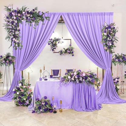 AK TRADING CO. 10 feet x 8 feet IFR Polyester Backdrop Drapes Curtains Panels with Rod Pockets - Wedding Ceremony Party Home Window Decorations - Lavender