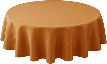 Biscaynebay Fall Tablecloth Textured Fabric Round Table Cloth 60" for Tables diameters from 28" to 48", Bronze Thanksgiving Autumn Harvest Water Resistant Fabric Table Cover for Kitchen, Dining, Party
