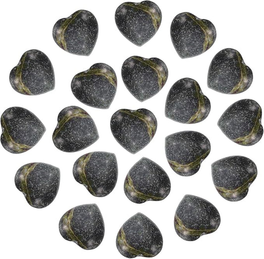 PATIKIL 20 Pcs Natural Heart Shaped Crystal Stone, 0.6 Inch Mini Polished Love Gemstone Crystal, Pocket Rock Engraved Worry Stones for Women Gifts Meditation, Red Brown