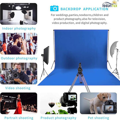 ISSUNTEX 10X12 ft Background Muslin Backdrop, Photo Studio, Collapsible High Density Screen for Video Photography and Television-Blue