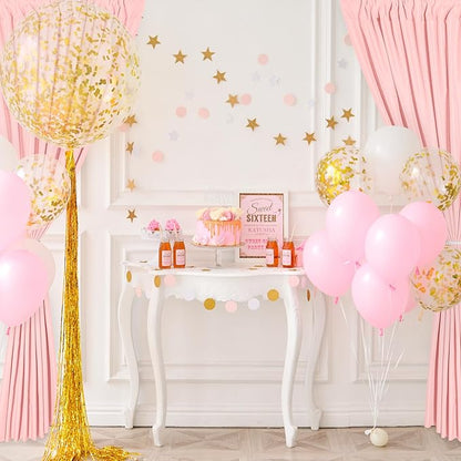 DWCN 10x10 FT Blush Pink Backdrop Curtains for Parties, Photography Backdrop Drapes with Rod Pockets for Wedding Decorations Stage Birthday Family Gatherings, 2 Panels 5ft x 10ft