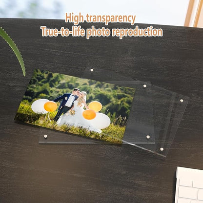 HELPLEX Picture Frames, 3 Pack 6x8 inch Acrylic Picture Frame Clear 6 x 8 Photo Frames Magnetic Picture Frames Ready for Tabletop Display, Effectively Protect Photos from Fading and Yellowing