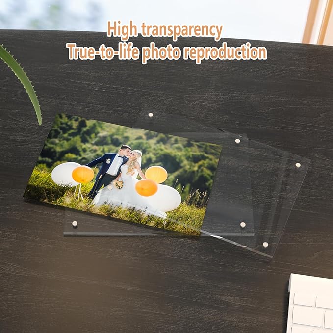 HELPLEX Picture Frames, 3 Pack 4x6 inch Acrylic Picture Frame Clear 4 x 6 Photo Frames Magnetic Picture Frames Ready for Tabletop Display, Effectively Protect Photos from Fading and Yellowing