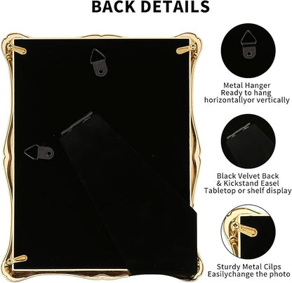 5 x 7'' Premium Alloy Gold Photo Frame - Luxury Display Hi End Décor Picture Frames 7 x 5'' with Velvet Backing,Hi End Décor Metal Frames