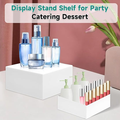 6Pcs Buffet Risers,Food Risers for Buffet Table Display Stand Shelf for Party Catering Dessert Jewelry Collectibles Acrylic Cube Boxes Display Nesting Risers (white-S(5,6,6.8,7,7.5,8)