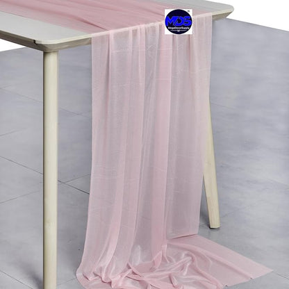 MDS Halloween Chiffon Table Runner - 5 Pack, 29 x 170 Inches, 14ft Each - Sheer Spooky Table Runners for Haunted House Parties, Trick-or-Treat Tables, Witchy Décor, Wedding & Events - Blush Pink