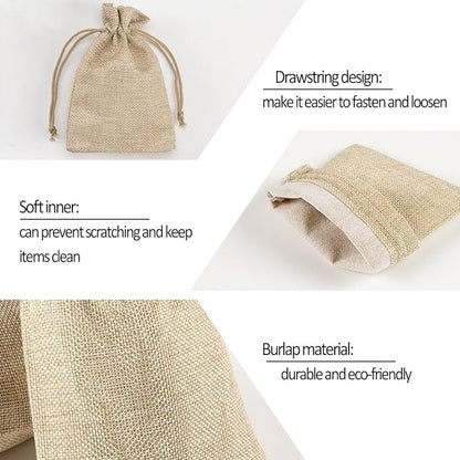ANPHSIN 75 Pcs Small Burlap Gift Bags with Drawstring - 5.4" x 3.7" Burlap Favor Sacks, Mini Gift Wrapping Bags for Wedding Baby Shower Classmates Festival Party Favors, DIY Craft