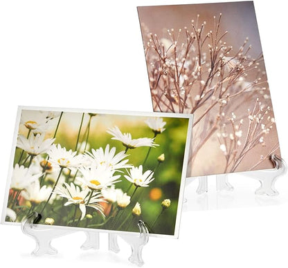 Juvale Clear Mini Easels for Place Cards - 4-Inch Clear Plastic, Pack of 24 - Easels for Pictures - Picture Holders for Tables