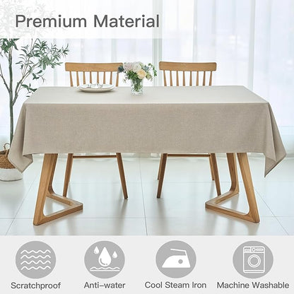 maxmill Linen Textured Rectangular Tablecloth Water Resistant Wrinkle Free Spill-Proof Stain Proof Table Cloth for Dining Room Decoration, Banquet Party Wedding Holiday Dinner, 52 x 84 Inch Linen
