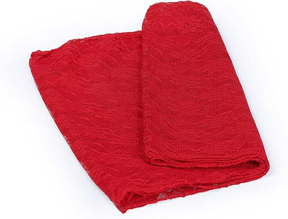 MDS Pack of 20 Wedding 12 x 108 inches Lace Table Runner for Wedding, Decorations for Birthday Parties, Banquets, Graduations, Engagements, and Runners fit Rectangle, Round Table- Red