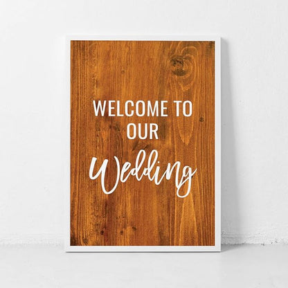 Andaz Press Extra Large Wedding Easel Board Party Sign, 12x18-inch, Rustic Barn Wood, Welcome to Our Wedding, 1-Pack