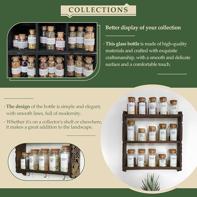 JIUYUE 40 pcs 20 ml Glass Bottle with Cork,Small Craft Jars(0.67 oz-1.45x1.57 inch)