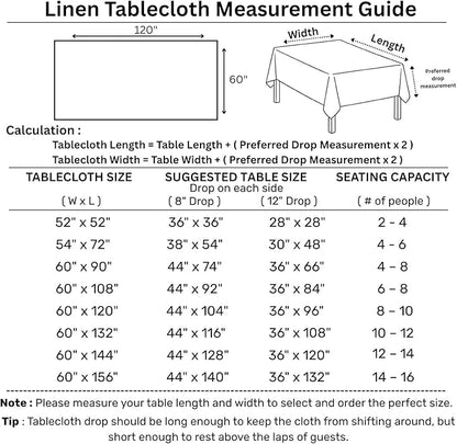 Solino Home Linen Tablecloth for Rectangle Tables 60 x 120 Inch - 100% Pure Linen Birch Table Cloth - Fete, Machine Washable Cloth Tablecloth for Fall, Autumn, Thanksgiving