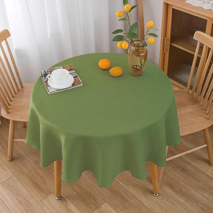 NLMUVW Round Table Cloth 36 Inch, Olive Green Linen Tablecloth Rustic Small Table Cover Water Resistant for Kitchen Dining Coffee