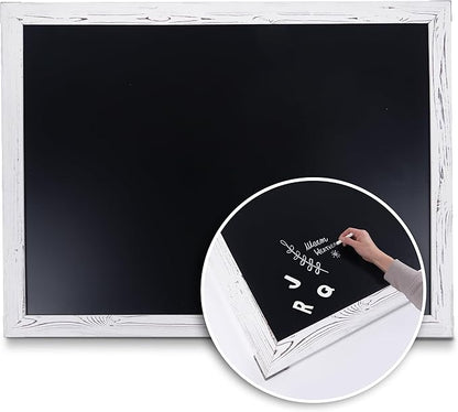 Loddie Doddie Magnetic Chalkboard - 46 x 34.5 in White Rustic Frame - Erasable Blackboard with Magnetic Surface - Magnet Board for Wall & Chalkboard Sign