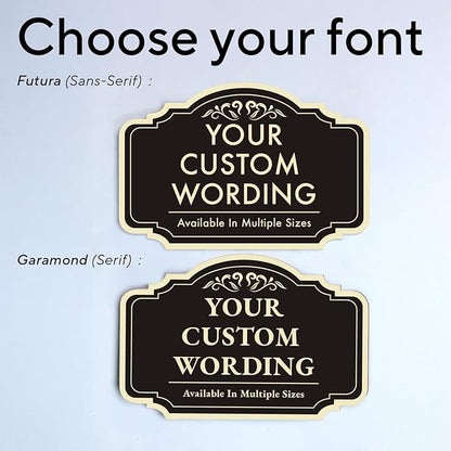 Custom Aluminum Outdoor Metal Sign, Personalized, Waterproof, Design 2 Black Charcoal 18x12 In