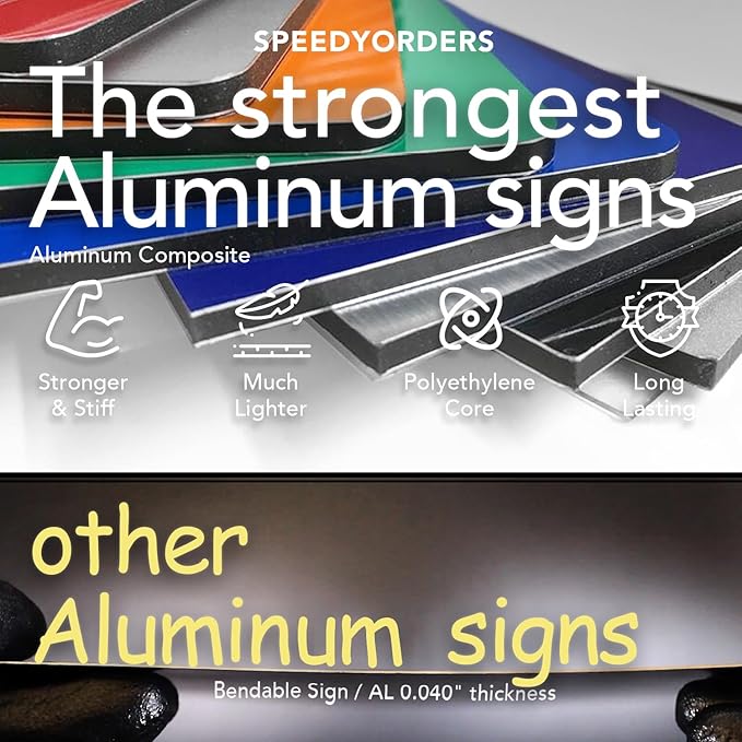 Custom Outdoor Metal Signs, Personalized Aluminum Signs, Customized Safety Signs, Metal Business Signs, Waterproof Outdoor Business Signs, White Aluminum (Silver Brushed, 24x18 In)