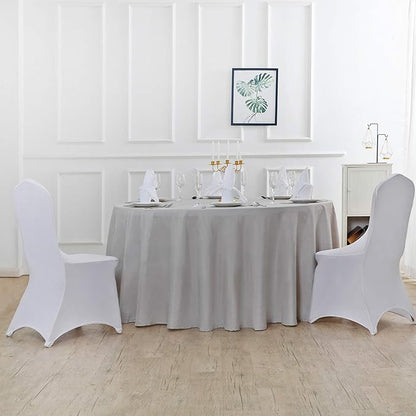 108 inch Round Tablecloth Washable Polyester Table Cloth Decorative Table Cover for Wedding Party Dining Banquet（108 inch,Silver）