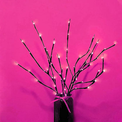 MENCH Branch Lights,3 Pcs Twig Light USB&Battery Powered 8 Flashing Modes by Remote Control.Branch Lights for Indoor, Light Up Decorations for Halloween Day and Christmas,Pink
