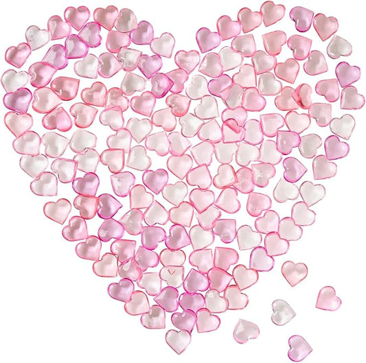 Homtable 150 Pieces Pink Red Acrylic Heart Table Scatter Vase Fillers, 5 Colors (5 Pink)