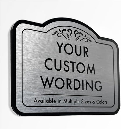 Custom Decorative Outdoor Waterproof Metal Signs, Personalized Aluminum Design 1 Metallic Silver 12x8 In