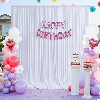 30×14 ft White Wrinkle Free Backdrop Curtain, Soft Silky Polyester Wedding Drapes 6 Panels 14ft Height Photo Backdrop Curtains for Parties Birthday Baby Shower Photography Background Cloth
