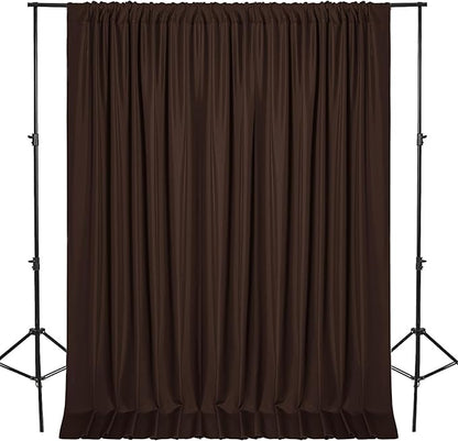 DWCN 10x7 FT Backdrop Curtains for Parties, Photography Backdrop Drapes with Rod Pockets for Wedding Decorations Stage Birthday Family Gatherings, 2 Panels 5ft x 7ft, Brown