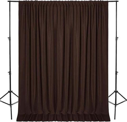 DWCN 10x7 FT Backdrop Curtains for Parties, Photography Backdrop Drapes with Rod Pockets for Wedding Decorations Stage Birthday Family Gatherings, 2 Panels 5ft x 7ft, Brown
