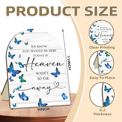Memorial Sign for Wedding, Bridal Shower Table Decorative Sign, We Know You Would Be Here Today Wooden Sign with Stand, Butterfly Decor Wedding Reception, Event Party Favor Supplies 9 * 11IN