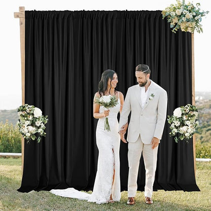 Sugargirl 10x10FT Black Backdrop Curtains Polyester Photo Backdrop Drapes Curtains 2 Panels with Rod Pockets for Party Birthday Wedding Photography Home Decoration