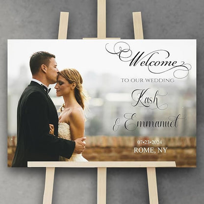 Generic Landscape Photo Wedding Sign, Editable Welcome To Our Wedding, 12x18, 18x27, 24x36 Inches, Plastic, 4mm