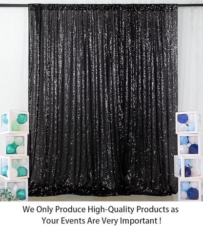 ShinyBeauty Black Sequin Backdrop 10FTx10FT Photo Backdrops for Wedding Sparkle Backdrop for Photograph Glitter Curtains for Baby Shower Party Shimmer Fabric Background
