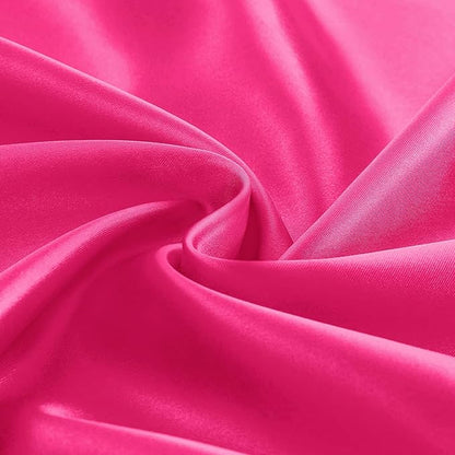 KKJIAF 1 Pack 60 Inch / 5ft Round Table Cloth, Hot Pink Overlay Round Satin Table Cover, Silky Satin Dining Tablecloths for Wedding Buffet Parties Banquet Decoration