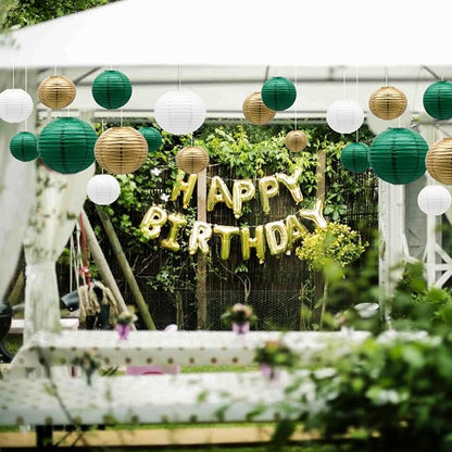 ADLKGG Green Gold Paper Lanterns Party Decorations, Round Hanging Lantern for St. Patrick's Day, Graduation, Wedding, Tropical Jungle Theme Birthday Party Football Theme Baby Shower Decorations