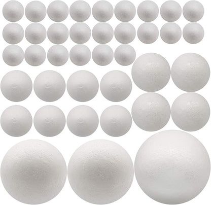 FFchuanhe 39 Pack Craft Foam Balls, 5 Sizes Including 2-7.8 in, Polystyrene Smooth Round Balls for Arts and Crafts, Wedding, DIY Craft for Home, Supplies School Craft Project and Holiday Party