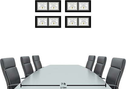 Creative Picture Frames 8X18Bk-B Black Horizontal Double Diploma Frame With 2 Opening Black Matting | Holds 2-6X8-Inch Documents With Installed Wall Hanger