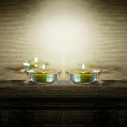 WGV Sturdy Tea Light Votive Candle Holder 3" W, Clear Heavy Thick Chubby Plate Bowl Glass, Small Accent Decor, 6 Pieces