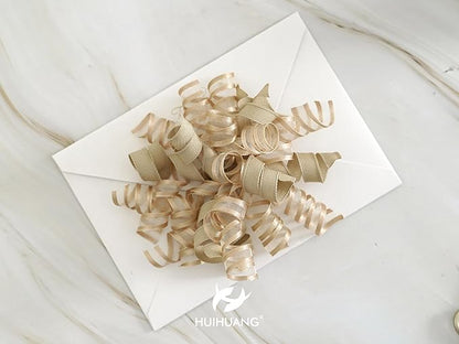 HUIHUANG Curly Bows for Gift Wrapping Champagne Gift Bow 5 inch x 8 Counts Self-Adhesive Ribbon Bows for Presents, Paper Bag, Party Favors, Wrapping Accessories, Holiday Wedding Decoration