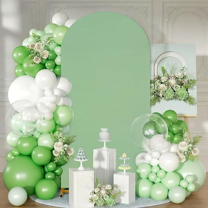 SoarDream Arch Backdrop Cover Sage Green Spandex Fitted 5FT Wedding Arch Covers Balloon Round Top Chiara Arch Backdrop Fabric for Wedding Birthday Party Stage Decoations