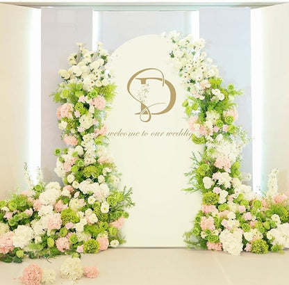 LEBENGURU Upgraded 7.2FT Wedding Arch Cover, Beige Spandex Fitted Arch Backdrop Cover, Round Top Chiara Stand Covers for Birthday Party Baby Shower Banquet Balloon Décor