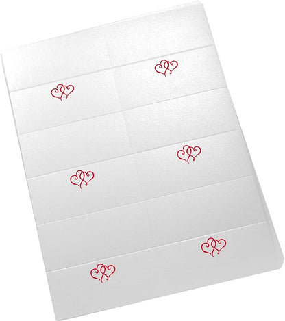 Linked Hearts Printable Place Cards, Ruby Red (Choose Color), Set of 150 (25 Sheets), Laser & Inkjet Printers - Wedding, Party, Dinner, and Special Events - Made in the USA