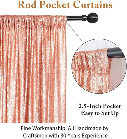 ShinyBeauty Blush Sequin Backdrop Curtains, 4 Panels, 2FTx8FT, Sparkle Photo Booth Backdrop