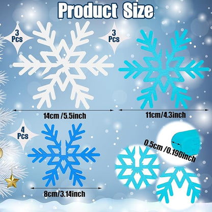 Qunclay 20 Pcs Wooden Snowflake Decorations 3D Snowflake Tabletop Decor Christmas Signs and Centerpiece for Winter Wonderland Decorations Xmas Tiered Tray Decor(Dark Blue, Light Blue, White)