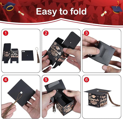 COTOPHER 36 Pack Mini Graduation Cap Gift Boxes with Tassel, Class of 2025 Graduation Candy Boxes Centerpieces for Tables Party Decorations, Small Treat Chocolate Box Graduate Favors Supplies
